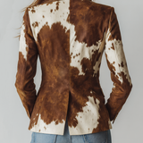 Blazer Écologique Vintage Imprimé Vache pour Femmes