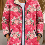 Charlotte | Veste matelassée rose à roses et cœurs