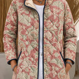 Élodie | Veste matelassée rose à motif cachemire