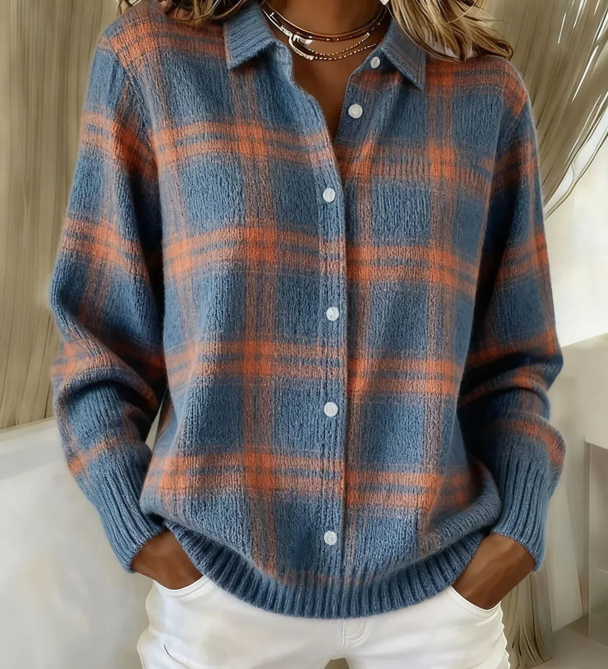 Capucine | Veste en Tricot à Carreaux