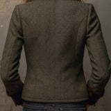Blazer Vintage Femme à Rayures en Herringbone avec Détails Contrastés