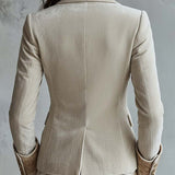 Blazer Tailleur Brodé en Ivoire pour Femmes