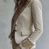 Blazer Tailleur Brodé en Ivoire pour Femmes