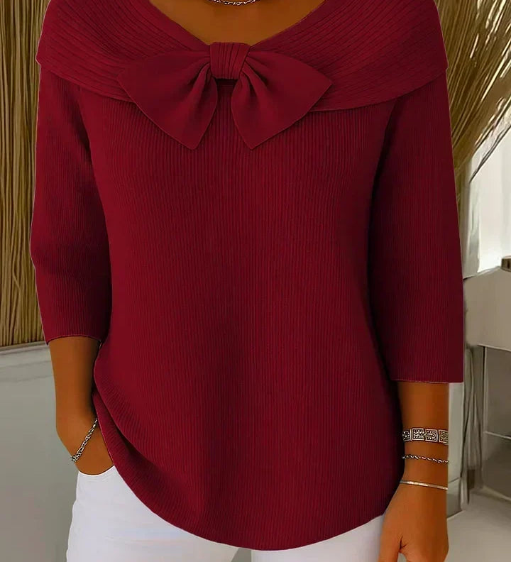 Adèle | Pull avec Nœud et Col Rond