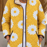 Solène | Veste matelassée jaune à marguerites
