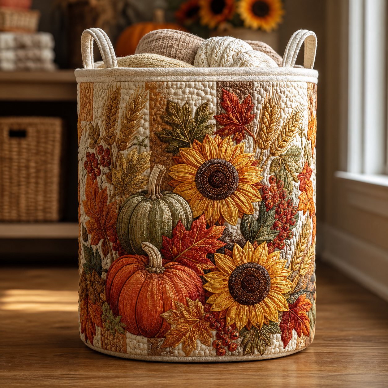 Panier à linge matelassé - Récolte d'automne