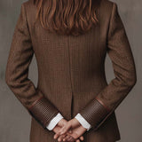 Blazer Femme à Panneaux Imprimés en Herringbone
