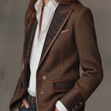 Blazer Femme à Panneaux Imprimés en Herringbone