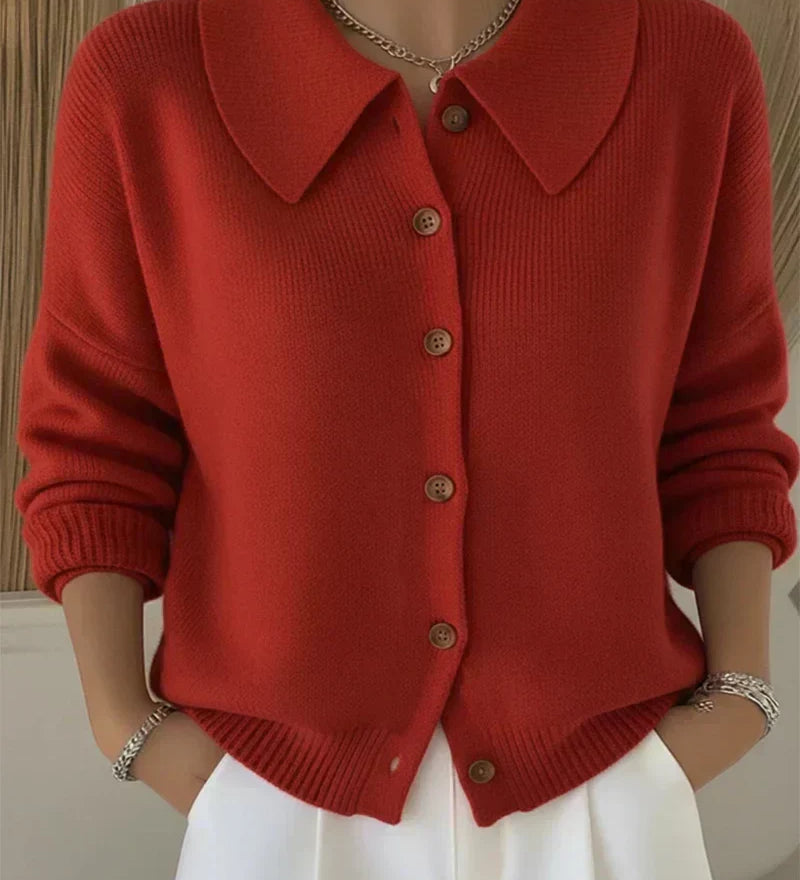 Clémence | Veste en Tricot avec Col Chemise