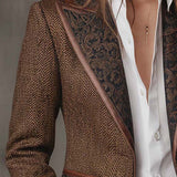 Blazer Femme à Panneaux Imprimés en Herringbone