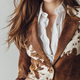 Blazer Écologique Vintage Imprimé Vache pour Femmes