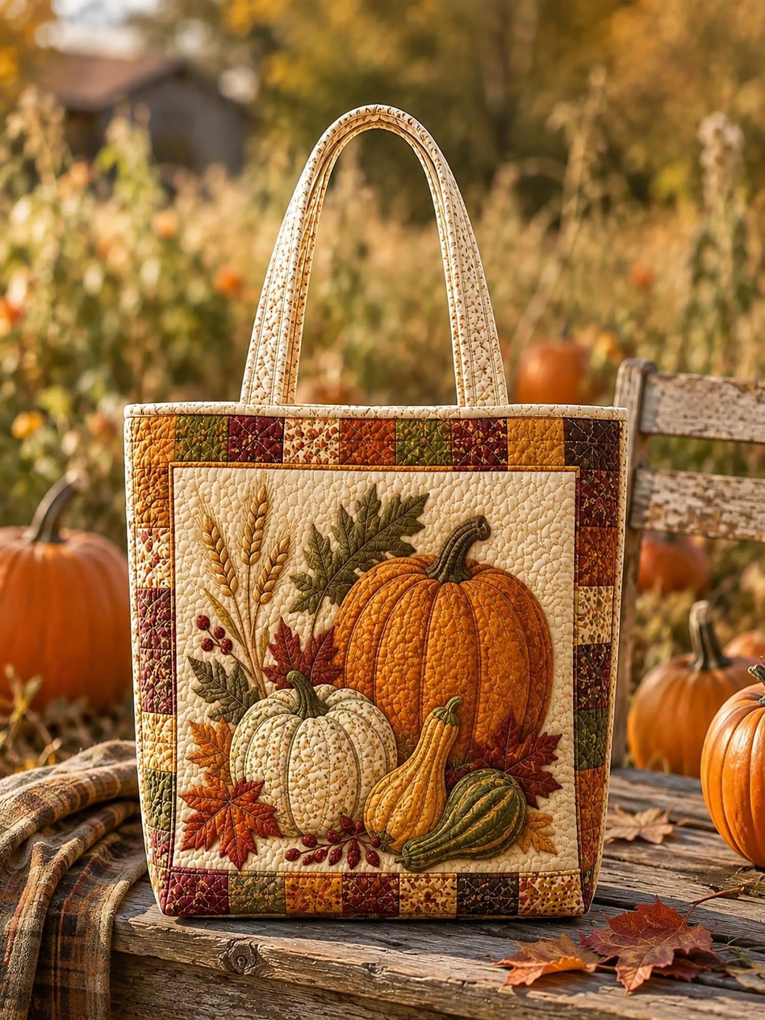Sac Artisanal - Patchwork citrouille et érable, vue 2