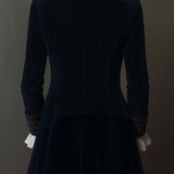 Veste Longue Vintage Brodée Marine pour Femmes
