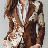 Blazer Écologique Vintage Imprimé Vache pour Femmes