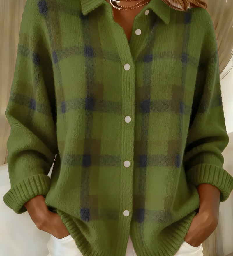 Capucine | Veste en Tricot à Carreaux