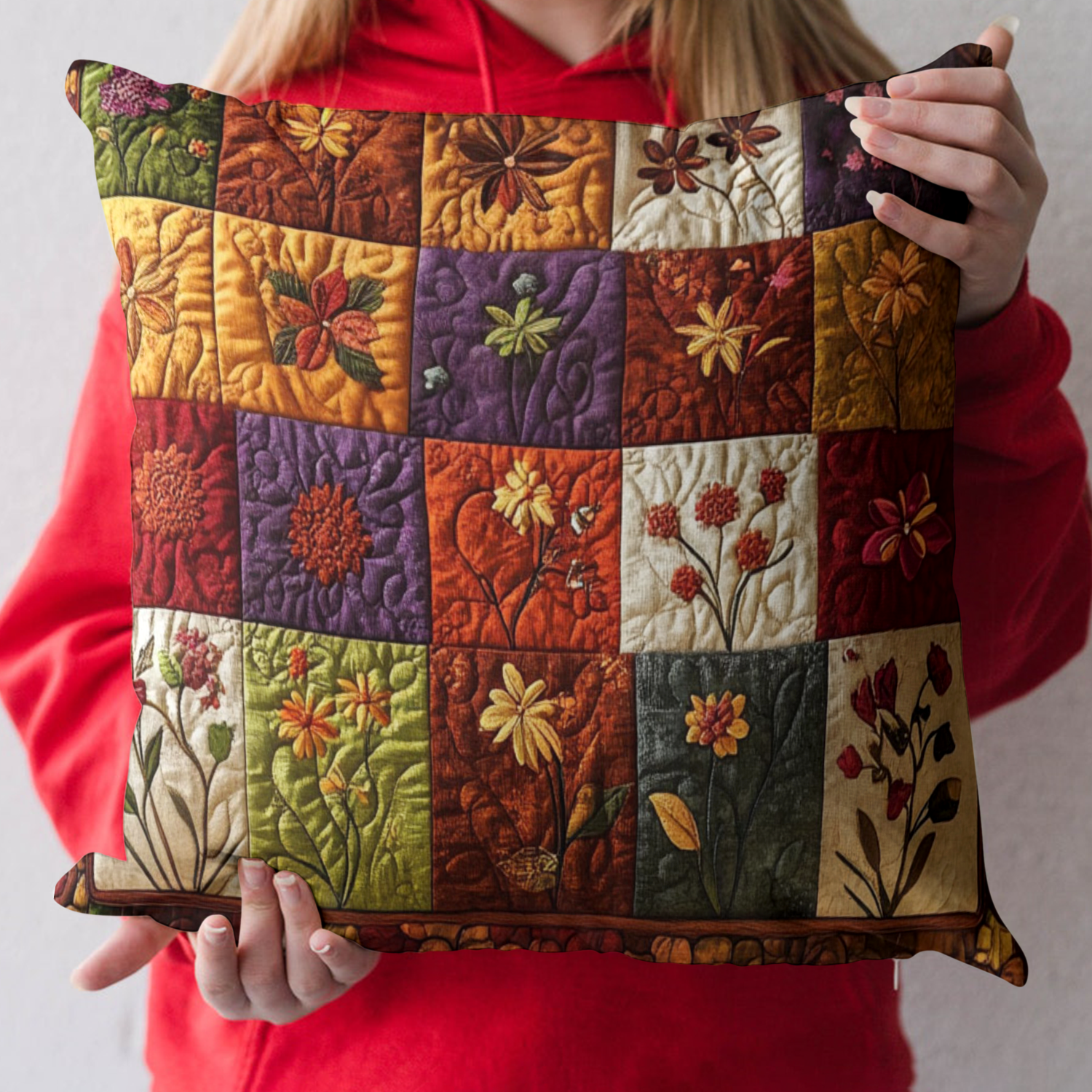 Housse de coussin matelassée - Bouquet d'automne