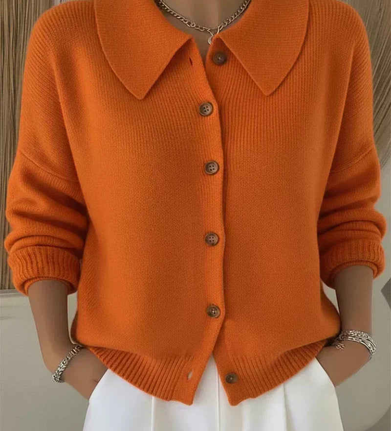 Clémence | Veste en Tricot avec Col Chemise