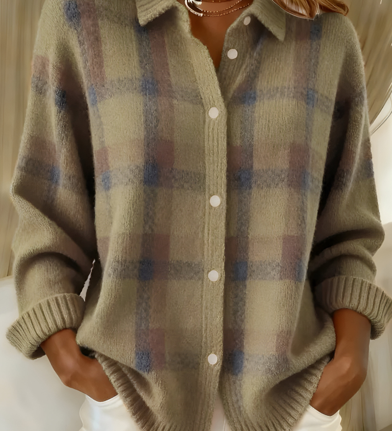 Capucine | Veste en Tricot à Carreaux