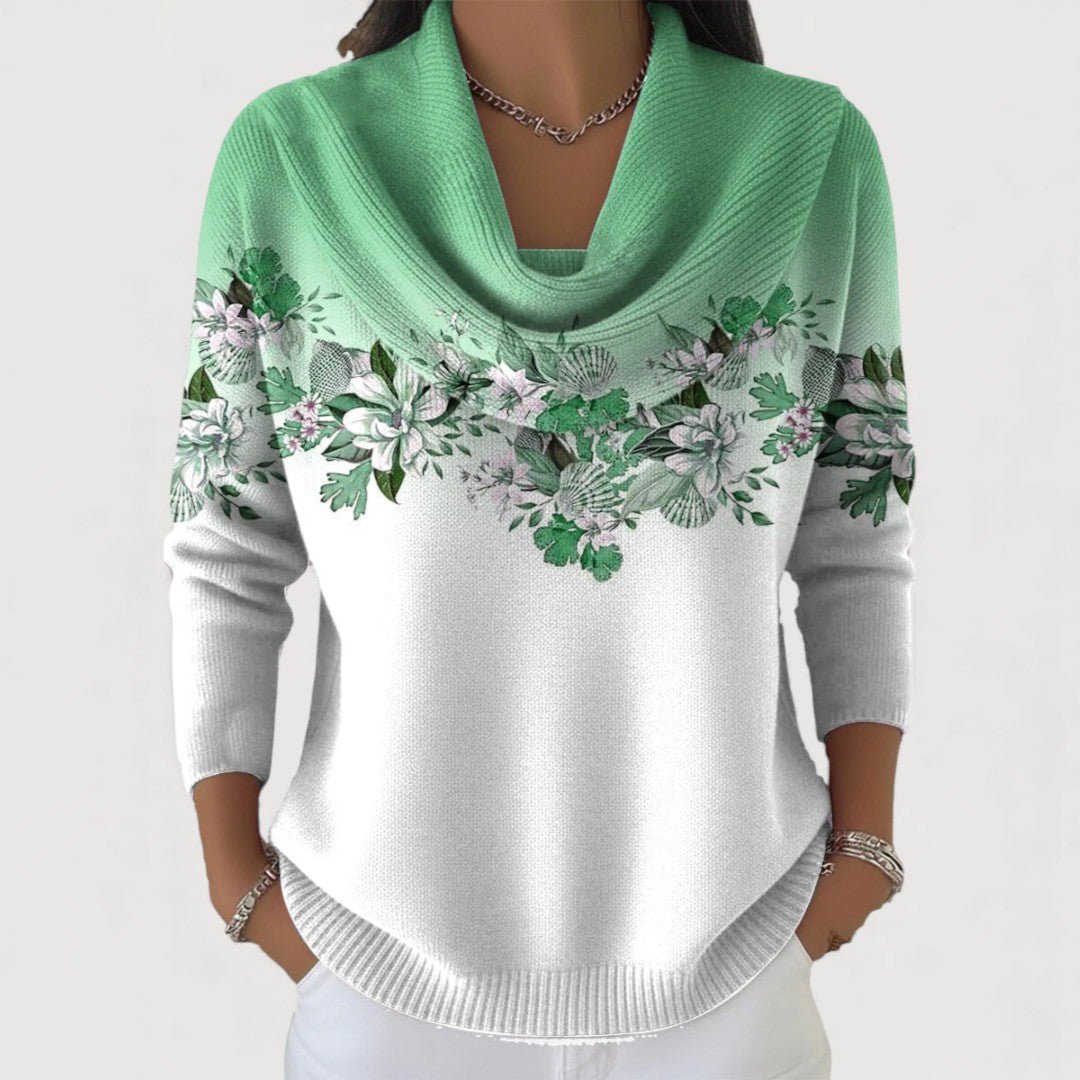 Colette | Pull Floral avec Col Roulé