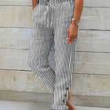 Rachelle - Pantalon Rayé Décontracté