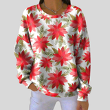 TESSA - PULL IMPRIMÉ POINSETTIA ROUGE