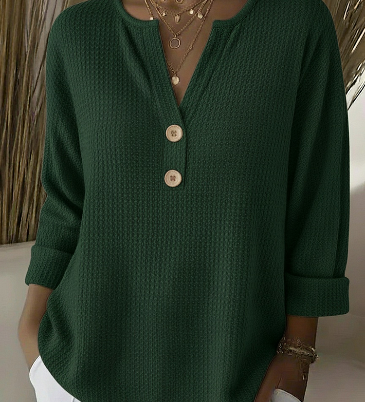 Solène | T-shirt Henley à Texture Gofrée avec Boutons