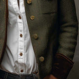 Blazer Vintage Femme à Rayures en Herringbone avec Détails Contrastés
