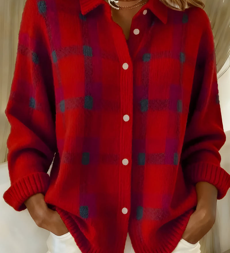 Capucine | Veste en Tricot à Carreaux