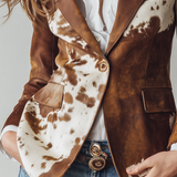 Blazer Écologique Vintage Imprimé Vache pour Femmes