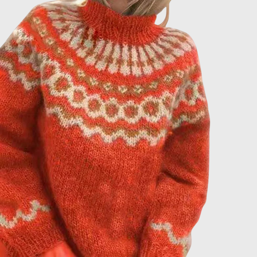 Eugénie | Pull col roulé à motif norvégien