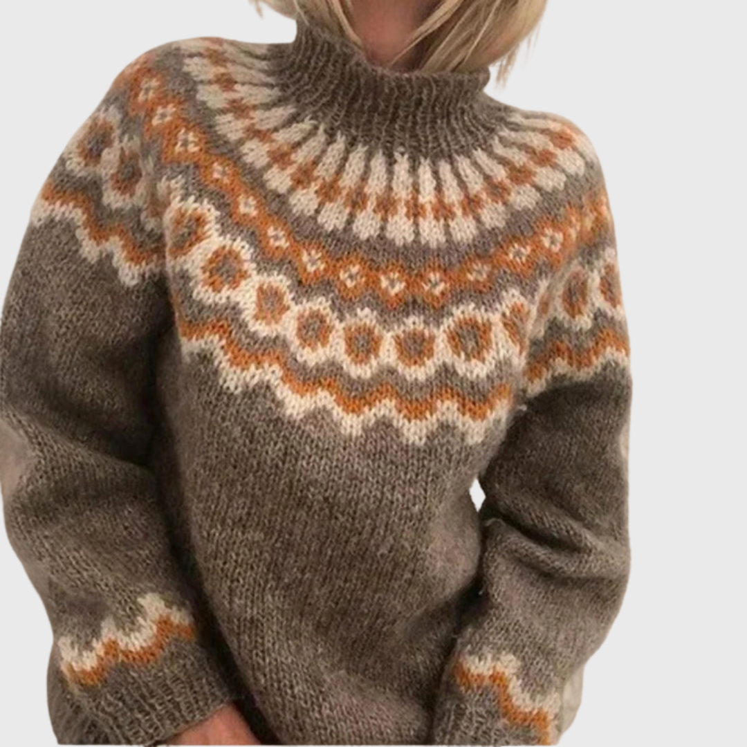 Eugénie | Pull col roulé à motif norvégien
