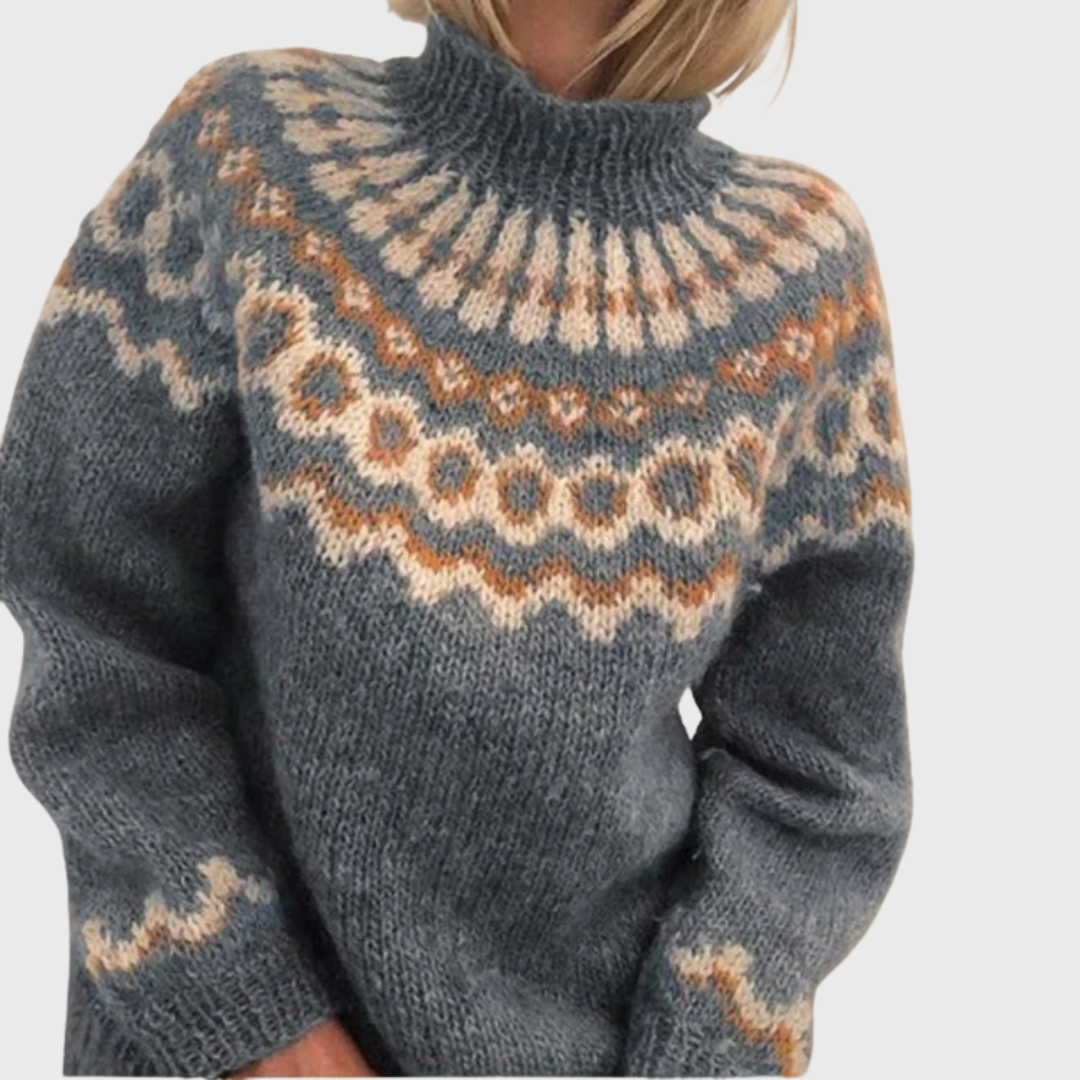 Eugénie | Pull col roulé à motif norvégien