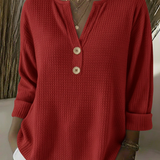 Solène | T-shirt Henley à Texture Gofrée avec Boutons