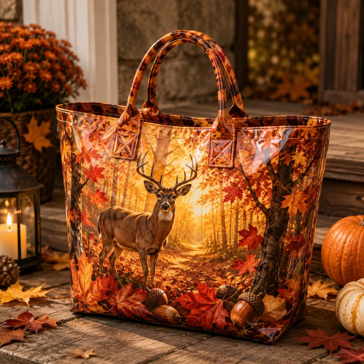 Sac cabas en PVC - Cerf en forêt d'automne