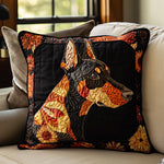 Housse de coussin matelassée - Dobermann d'automne