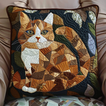 Housse de coussin matelassée - Félin d'automne