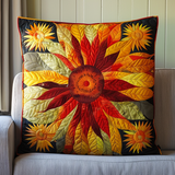 Housse de coussin matelassée - Feuilles et tournesols