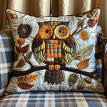 Housse de coussin matelassée - Hibou d'automne