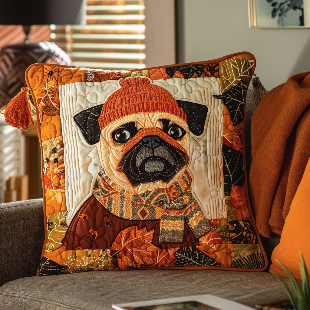 Housse de coussin matelassée - Carlin d'automne