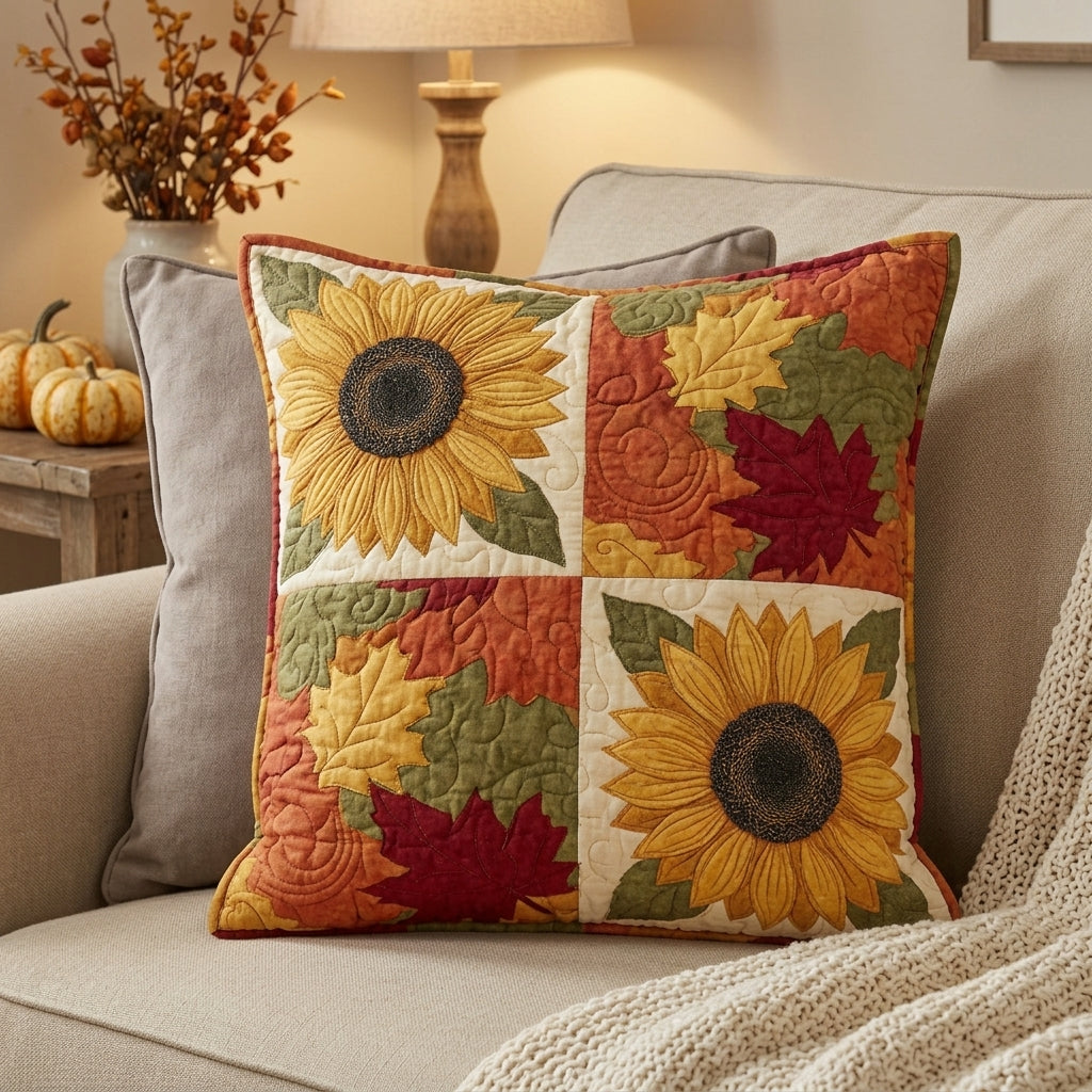 Housse de coussin matelassée - Soleil en fleurs