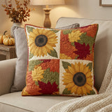 Housse de coussin matelassée - Soleil en fleurs