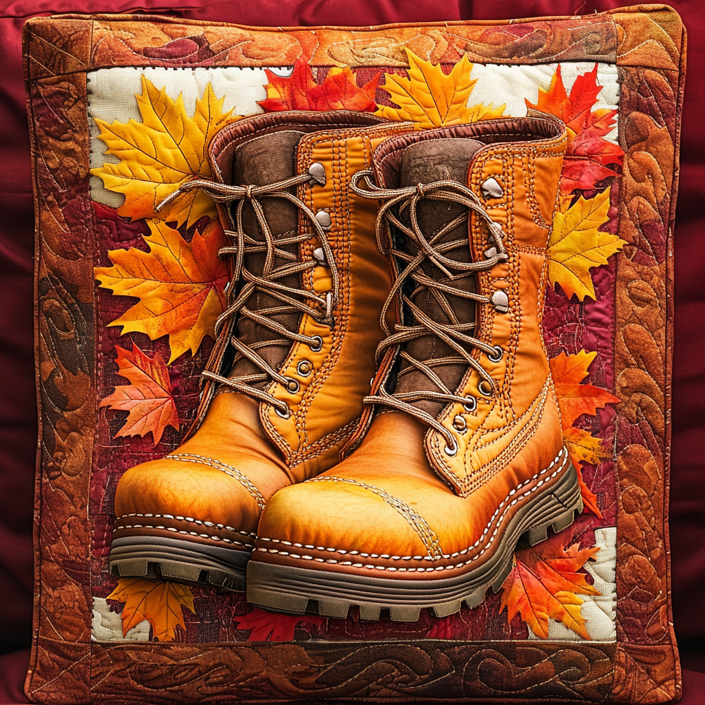 Housse de coussin matelassée - Bottes d'automne