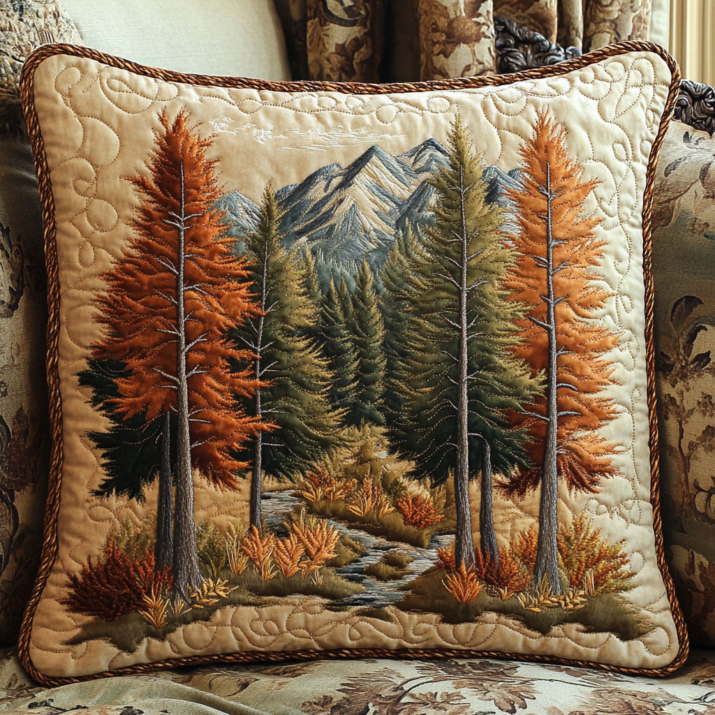Housse de coussin matelassée - Forêt d'automne II