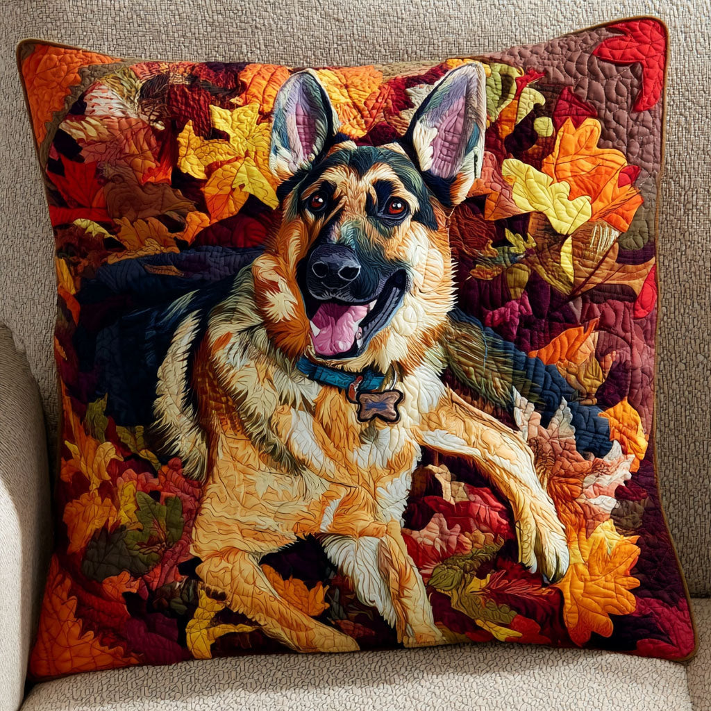 Housse de coussin matelassée - Berger allemand d'automne
