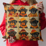 Housse de coussin matelassée - Rottweiler aux feuilles