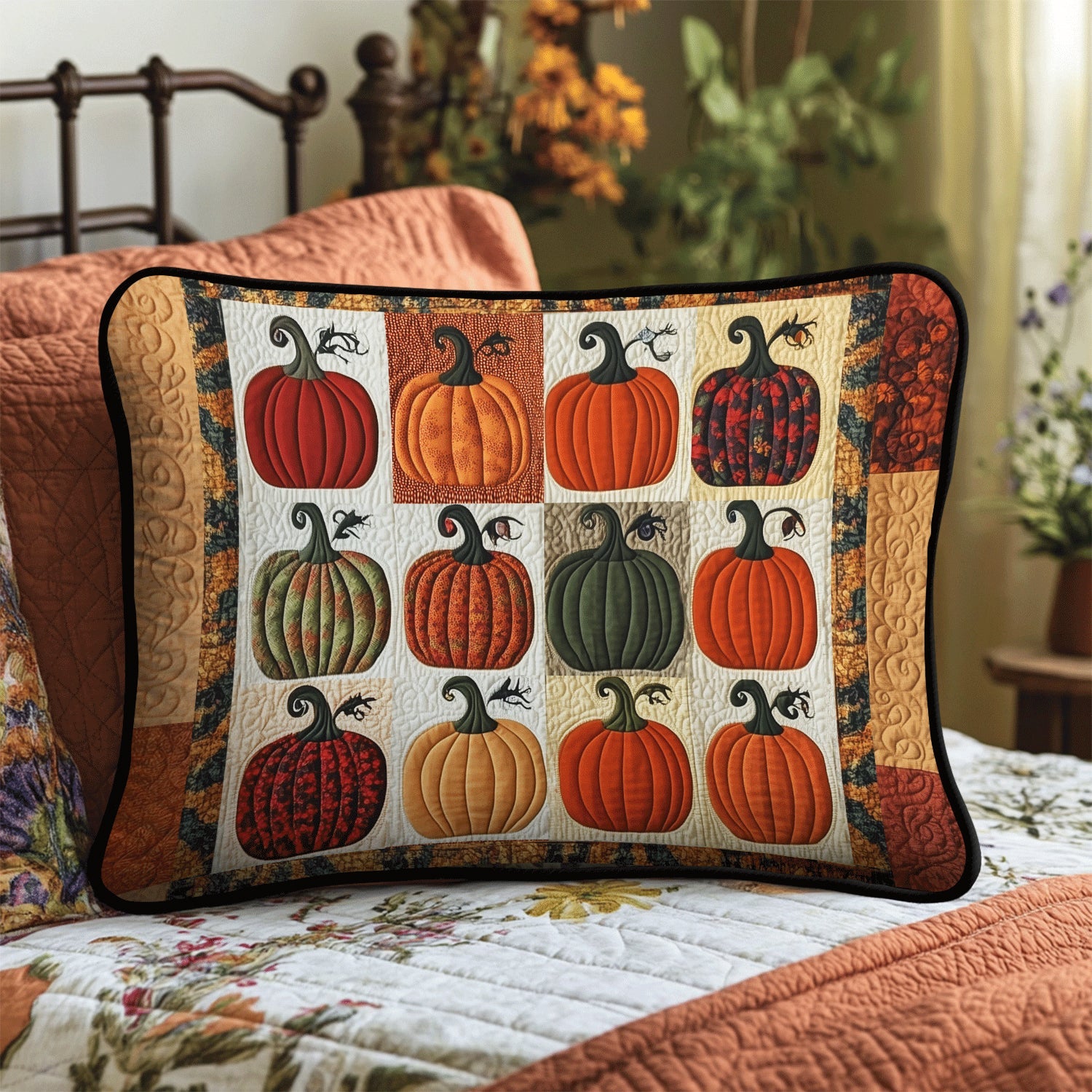 Taie d'oreiller matelassée - Citrouilles d'automne II