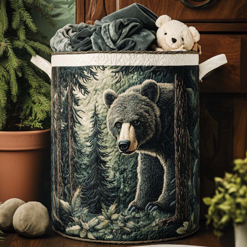 Panier à linge matelassé Sentier des pattes d'ours – Manon Deauville