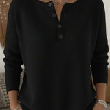 Gabrielle | Pull en Tricot avec Boutons Henley