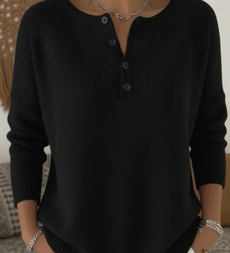 Gabrielle | Pull en Tricot avec Boutons Henley