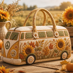 Sac de voyage matelassé - Van hippie aux tournesols II